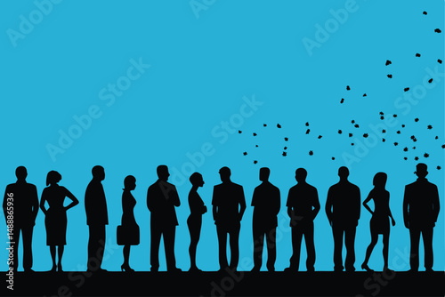 A global team of business people, some in silhouette, illustrates communication and success in the world