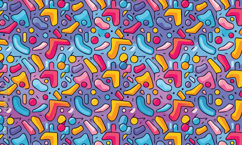 Naklejka premium Vibrant Abstract Seamless Pattern – Colorful Artistic Design