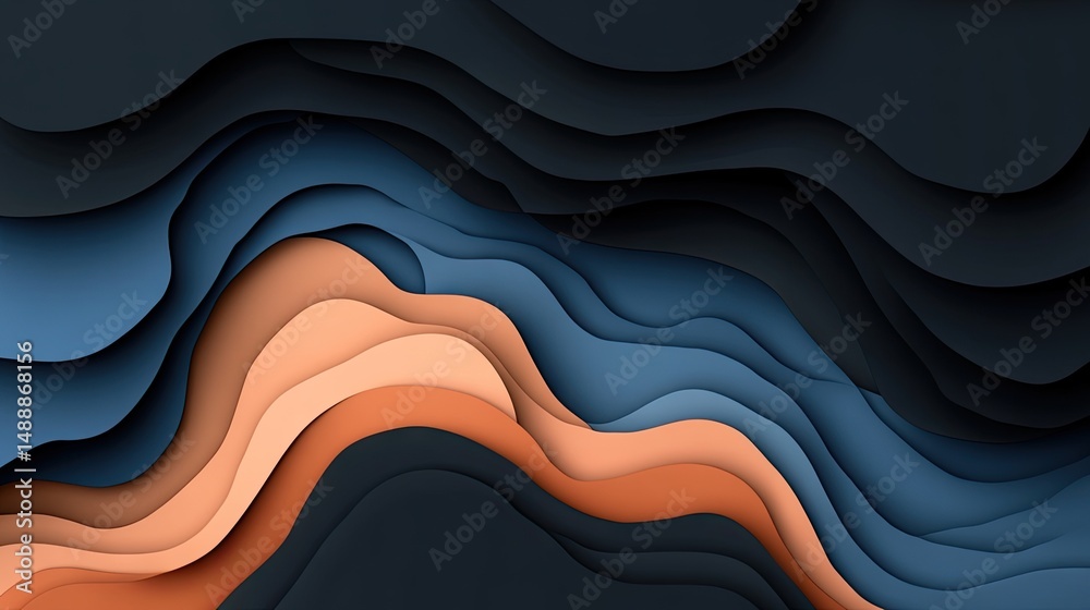 Fototapeta premium Abstract layered design with flowing colors and depth.