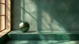 Teal room with sphere, sunlight and shadows