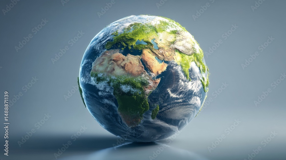 Fototapeta premium A detailed view of Earth showcasing diverse landscapes and environmental features.