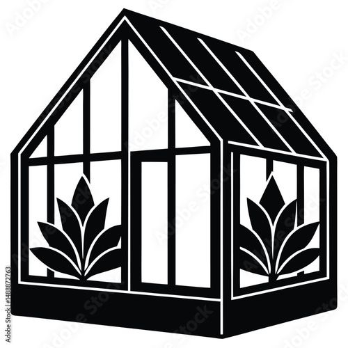 greenhouse with leaves