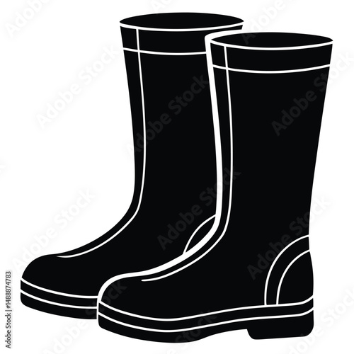 black rubber boots