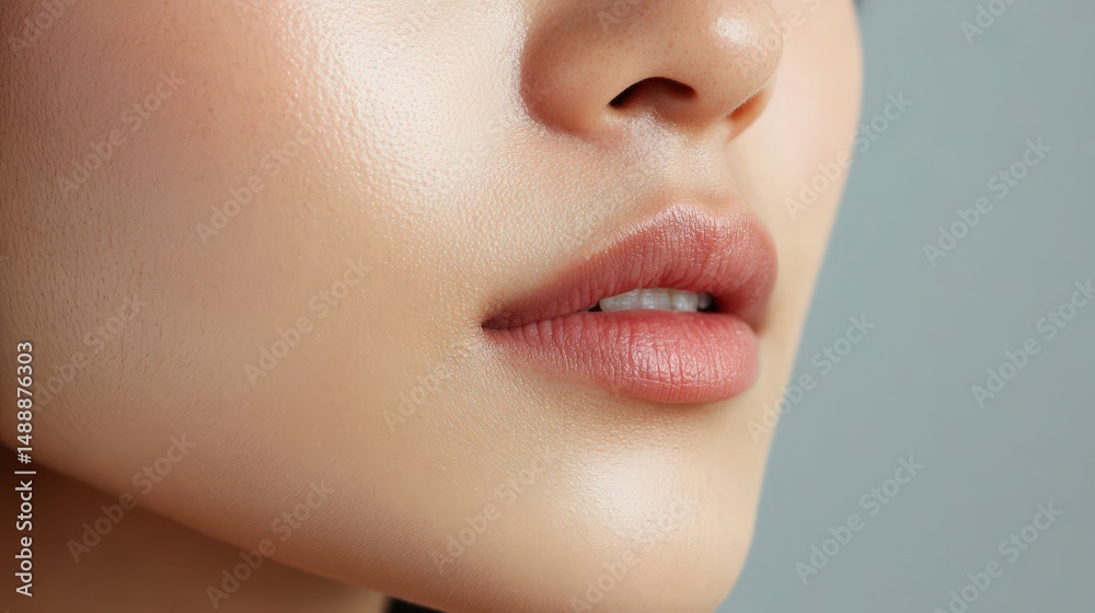 Obraz premium Close-up portrait of a person's delicate facial features.