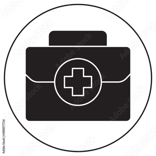 First Aid Kit icon, Compact Medical Kit for Home, Travel & Workplace Safety, Essential First Aid Kit for Emergency Preparedness, vector