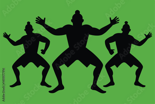 Dancing people silhouettes illustrate the evolution of the human body through sport, dance, and exercise