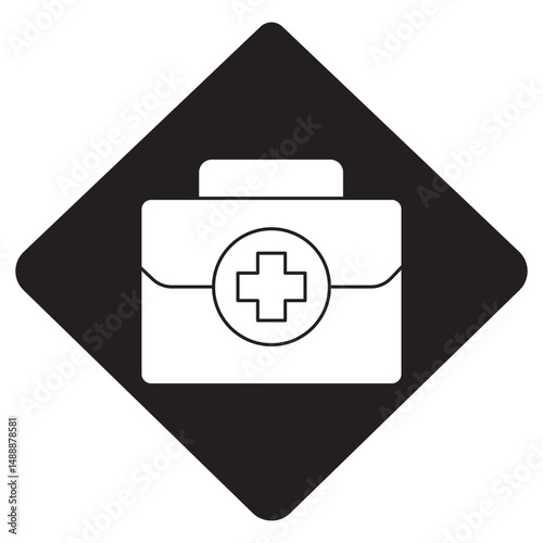 First Aid Kit icon, Compact Medical Kit for Home, Travel & Workplace Safety, Essential First Aid Kit for Emergency Preparedness, vector