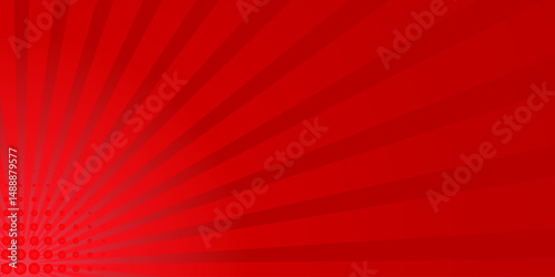 Pop art comic book strip cover design. Explosion, isolated retro style comics radial red background. Halftone colored background frame.
