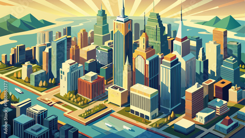 Aerial View over New York City Manhattan,New York,USA