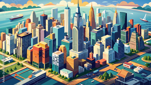 Aerial View over New York City Manhattan,New York,USA