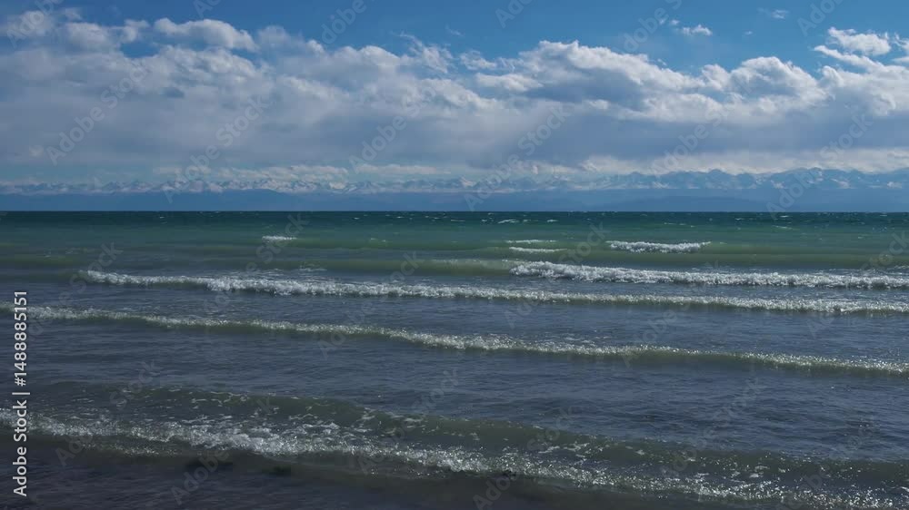 Issyk-Kul lake beautiful summer panorama, Kyrgyzstan Issyk-Kul lake beautiful summer panorama, Kyrgyzstan