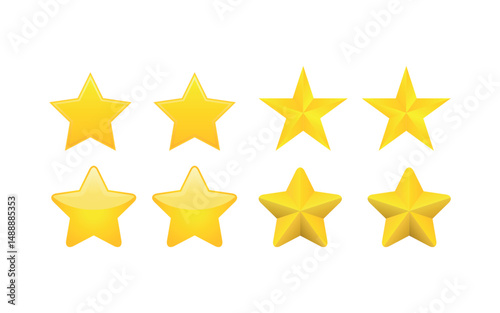 Diverse Yellow Star Icons: Unique Five-Pointed Designs for Creative Projects