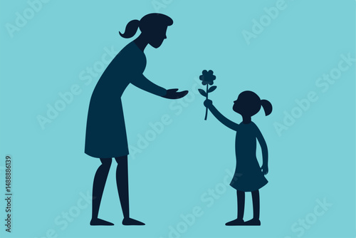 A romantic illustration of a bride and groom silhouette, holding hands and dancing with love