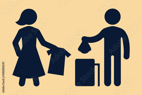 Man and woman silhouette icon for business people and family design