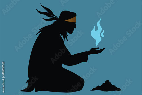 Vector cartoon illustration of a black cat witch with a broom and sword, isolated for Halloween