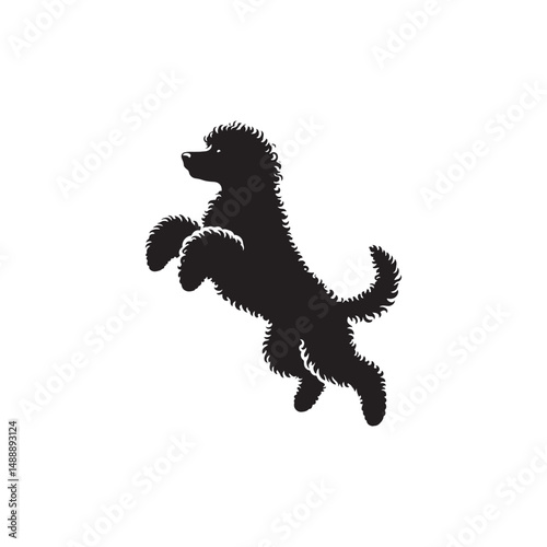 Lagotto Romagnolo Dog Silhouette – A charming outline of this curly-coated truffle hunter, showcasing its compact build, lively posture, and loyal temperament in clean vector form.

