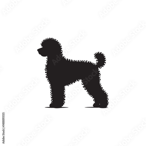 Lagotto Romagnolo Dog Silhouette – A charming outline of this curly-coated truffle hunter, showcasing its compact build, lively posture, and loyal temperament in clean vector form.
