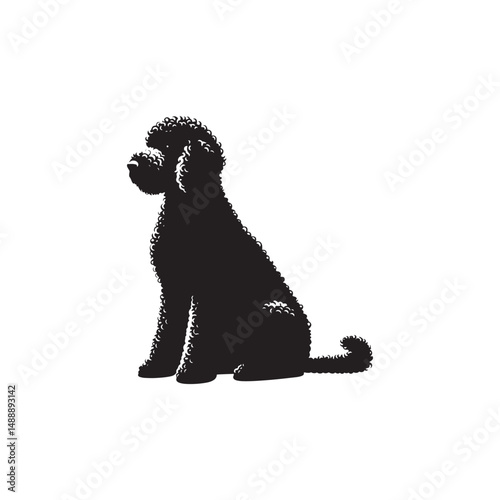 Lagotto Romagnolo Dog Silhouette – A charming outline of this curly-coated truffle hunter, showcasing its compact build, lively posture, and loyal temperament in clean vector form.
