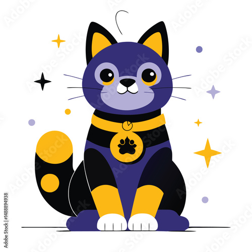 Adorable Lucky Cat Illustration for Prosperity and Good Fortune