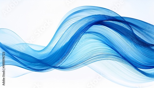 Wallpaper Mural abstract blue wave flowing lines dynamic movement design element white background Torontodigital.ca