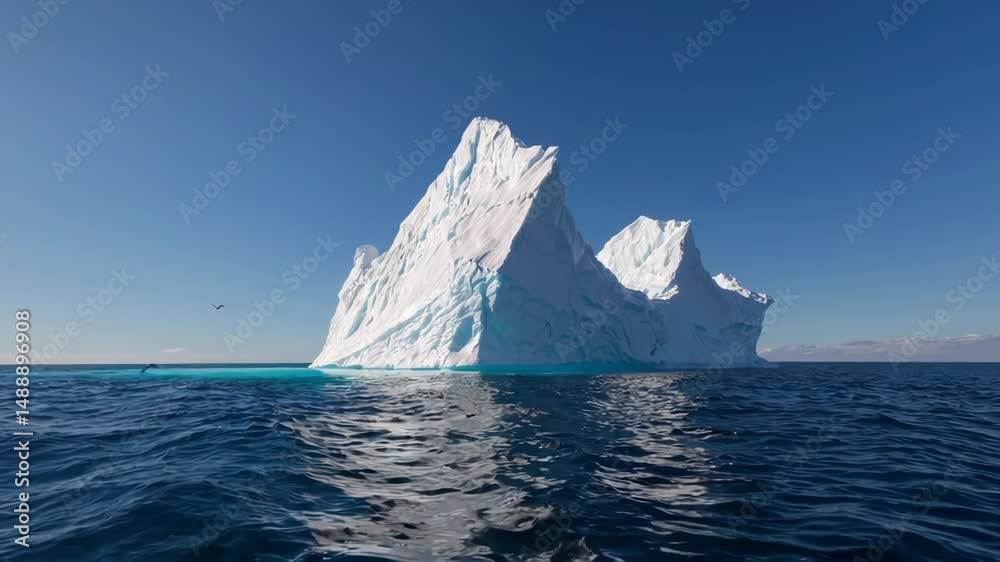 Large Iceberg with Visible Underwater Ice Formation in Sea Large Iceberg with Visible Underwater Ice Formation in Sea