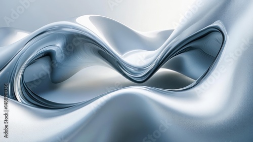 Abstract metallic flowing shapes