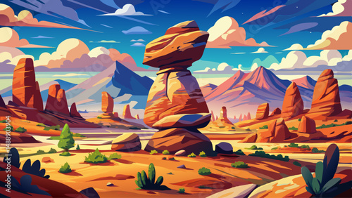 Rock formation Balanced Rock, Arches National Park, near Moab, Utah, USA, North America