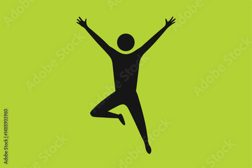 Black silhouette of a person jumping with joy