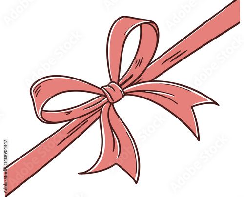 Pink ribbon with bow for gift wrapping or decoration  