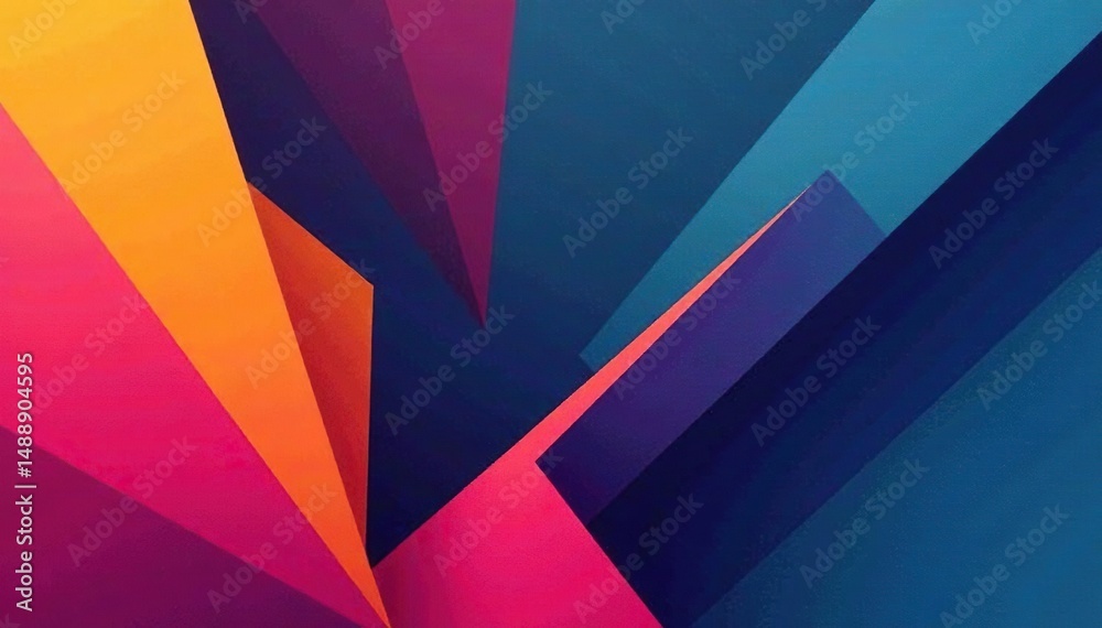 Fototapeta premium Geometric abstract shapes, modern color palette, sharp lines, pattern, artwork