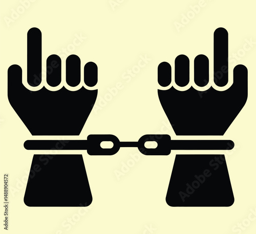 Handcuffed Hands Making Protest Gesture Silhouette Icon
