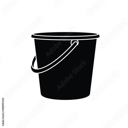 Plastic bucket silhouette isolated on white background. Bucket icon vector illustration design.