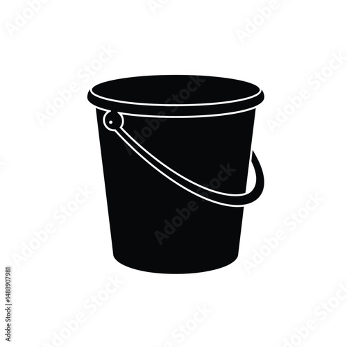 Plastic bucket silhouette isolated on white background. Bucket icon vector illustration design.