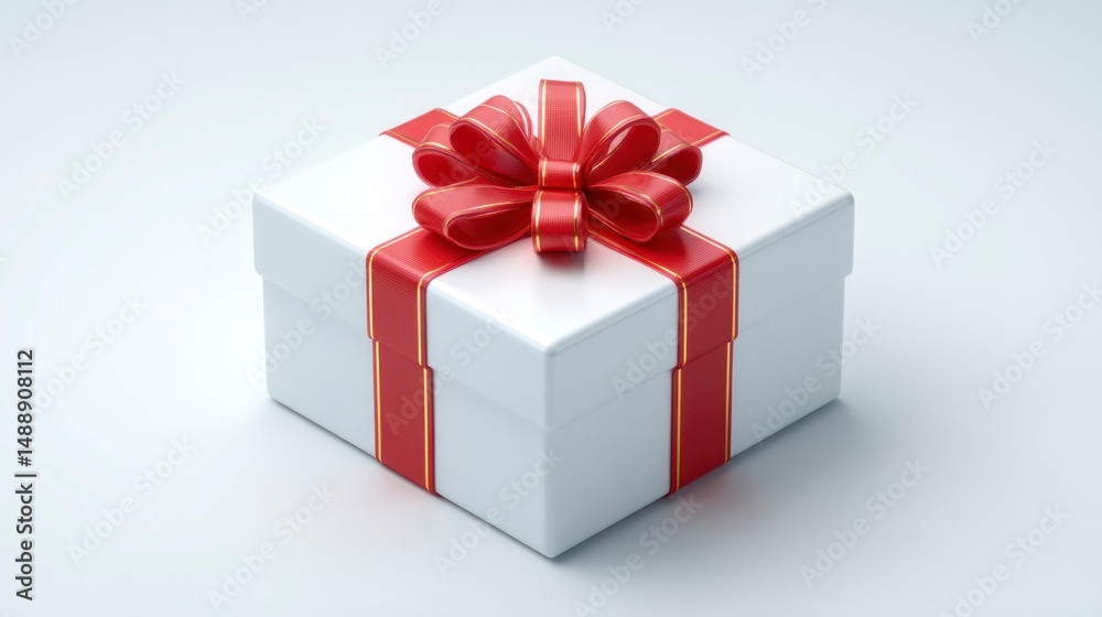 Elegant Gift Box with Red Ribbon and Bow for Celebrations and Special Occasions Elegant Gift Box with Red Ribbon and Bow for Celebrations and Special Occasions