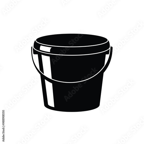 Plastic bucket silhouette isolated on white background. Bucket icon vector illustration design.