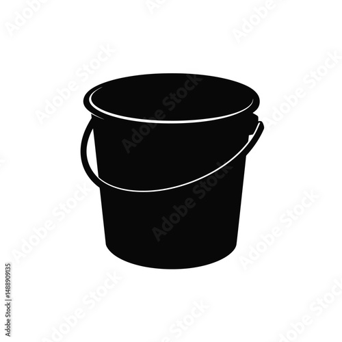 Plastic bucket silhouette isolated on white background. Bucket icon vector illustration design.