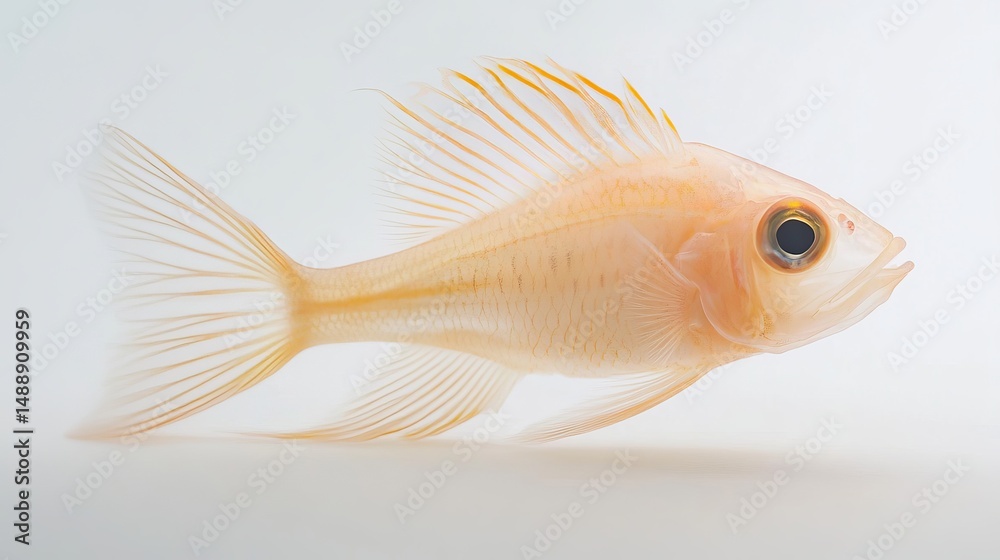 Obraz premium Pale Yellow Freshwater Fish Aquatic Life Detailed Studio Shot Elegant Tropical Fish Nature Wildlife Animal Underwater World Ocean Beautiful Bright Light 