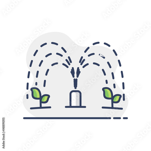 Automatic irrigation sprinkler vector icon