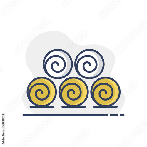 Round hay bales vector isolated icon
