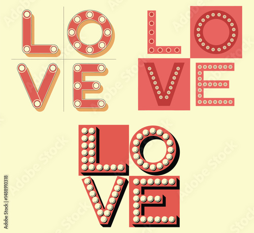  Love Sign Typography with Decorative Bulb Letters