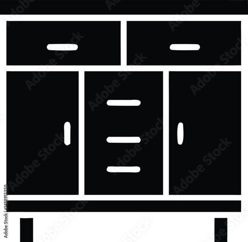 cabinet with drawers silhouette