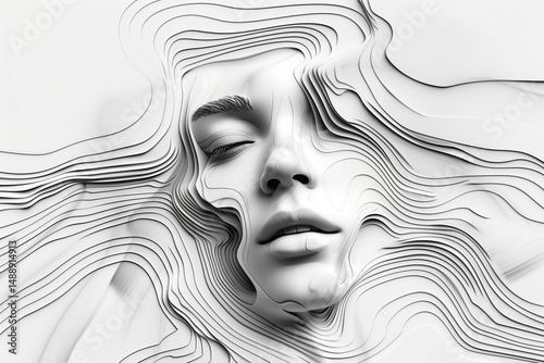 astarte.ai: Elegant Female Face Emerging from Abstract Flowing Lines
