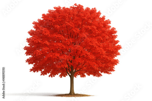 Majestic red maple tree with vibrant autumn foliage, isolated on a transparent background, perfect for adding a touch of fall to any project