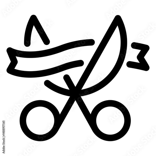 ribbon cutting line icon. Vector format with fully editable strokes, business series.