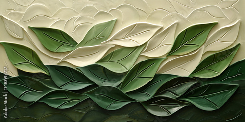 astarte.ai: Nature-Inspired Relief Artwork with Layered Green Leaves