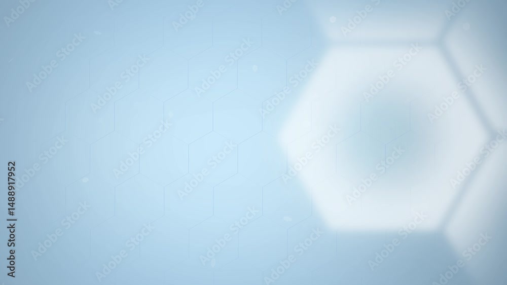 Light blue hexagon background for science or medical video. Nice pleasant background loop for presentation.