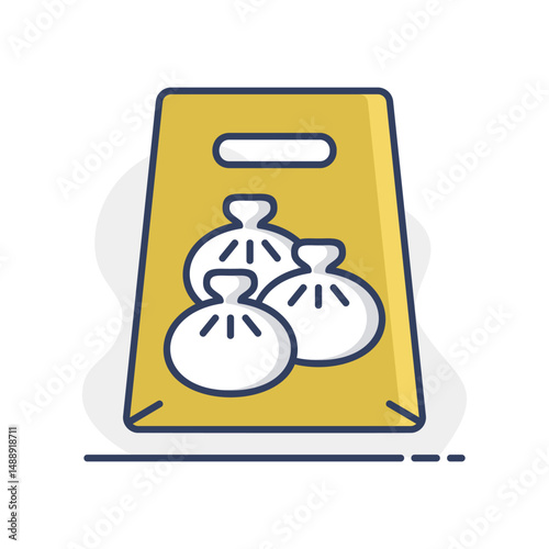 Fast food delivery take away paper bag icon.