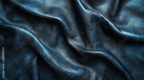Obraz na płótnie Deep blue, textured fabric drapes in folds w salonie