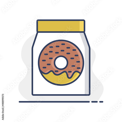 Fast food delivery take away paper bag icon.