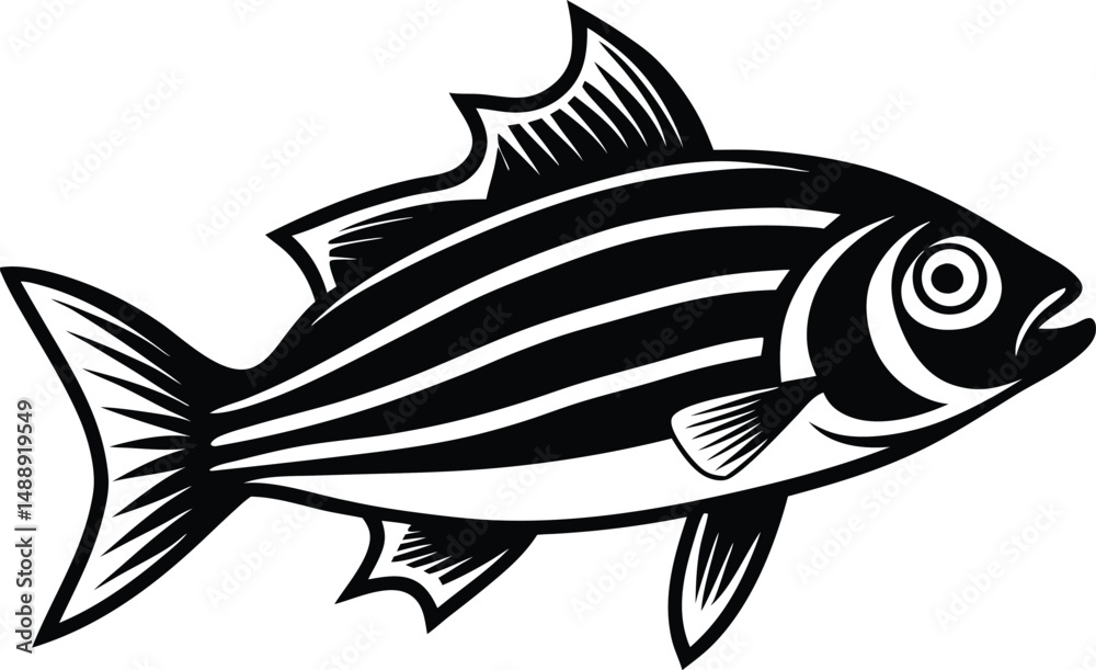 Fototapeta premium striped bass fish isolated silhouette 